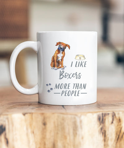 I Like Dogs More Than People Boxer Ceramic Mug