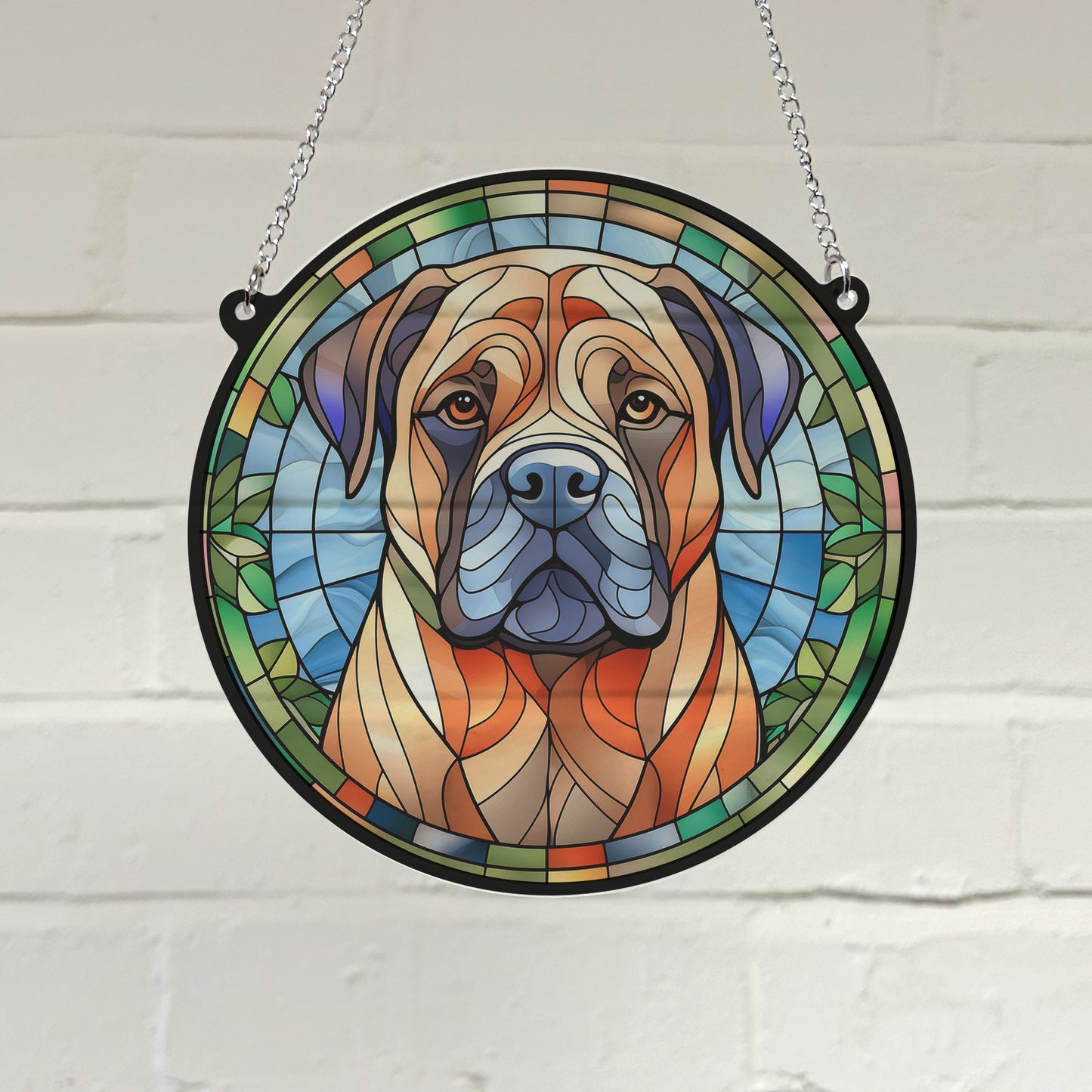 Bull Mastiff Stained Glass Effect Suncatcher