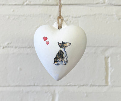 Bull Terrier Ceramic Heart Bauble