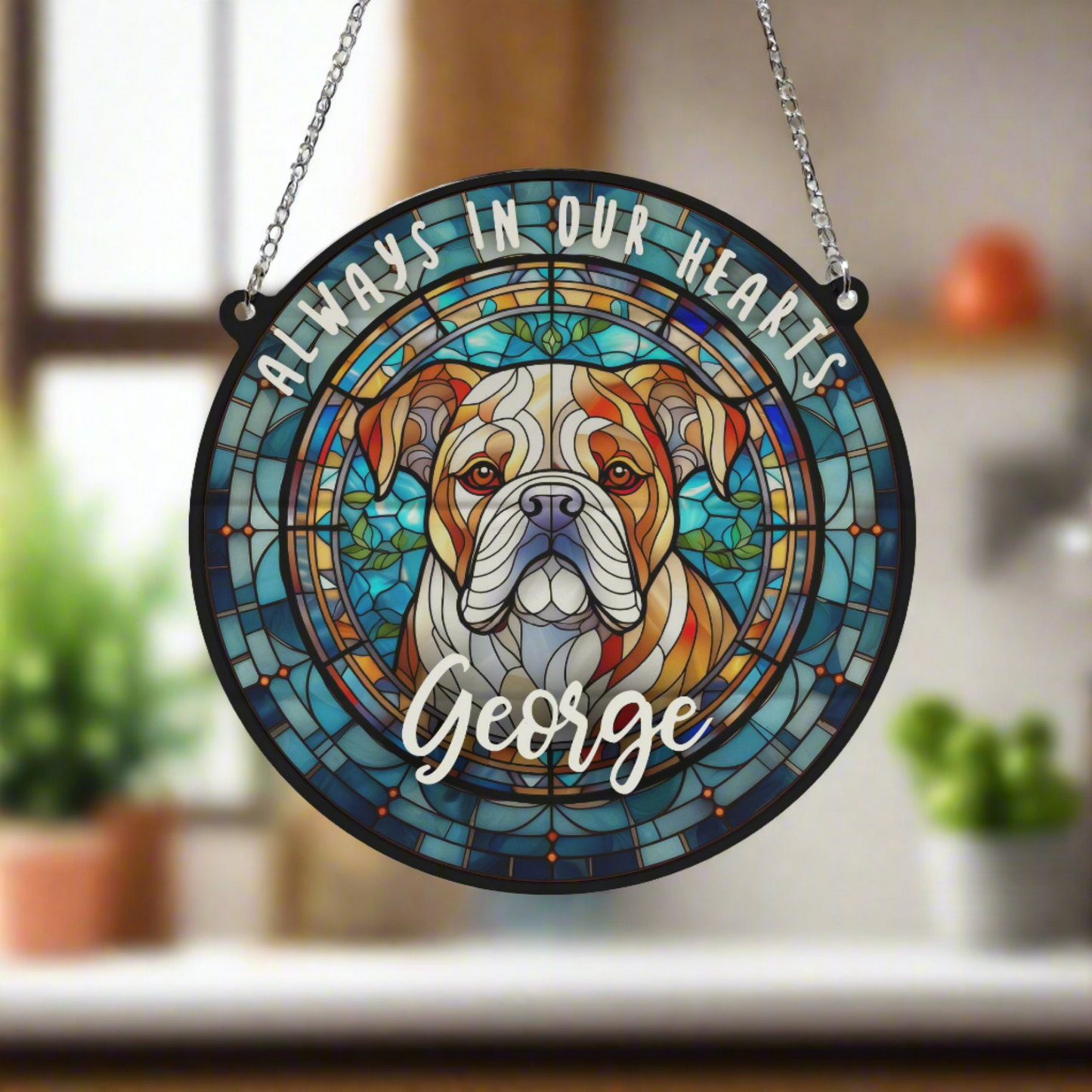 Bulldog Memorial Stained Glass Effect Suncatcher