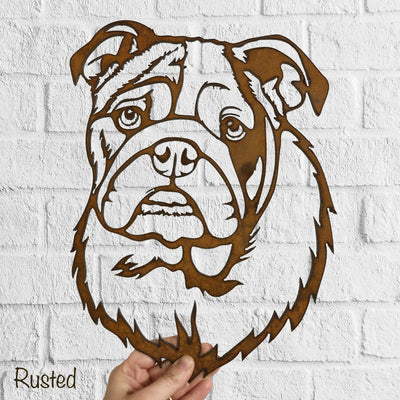 Bulldog - Rustic Rusted Pet Garden Sculpture - Solid Steel