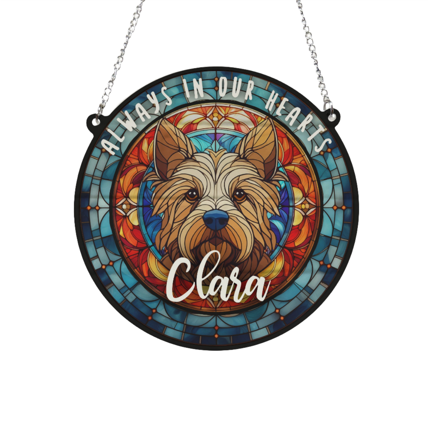 Cairn Terrier Memorial Stained Glass Effect Suncatcher