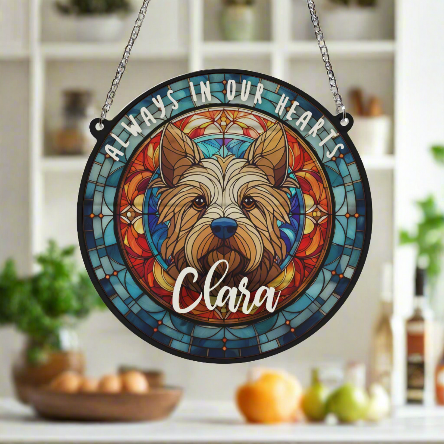 Cairn Terrier Memorial Stained Glass Effect Suncatcher