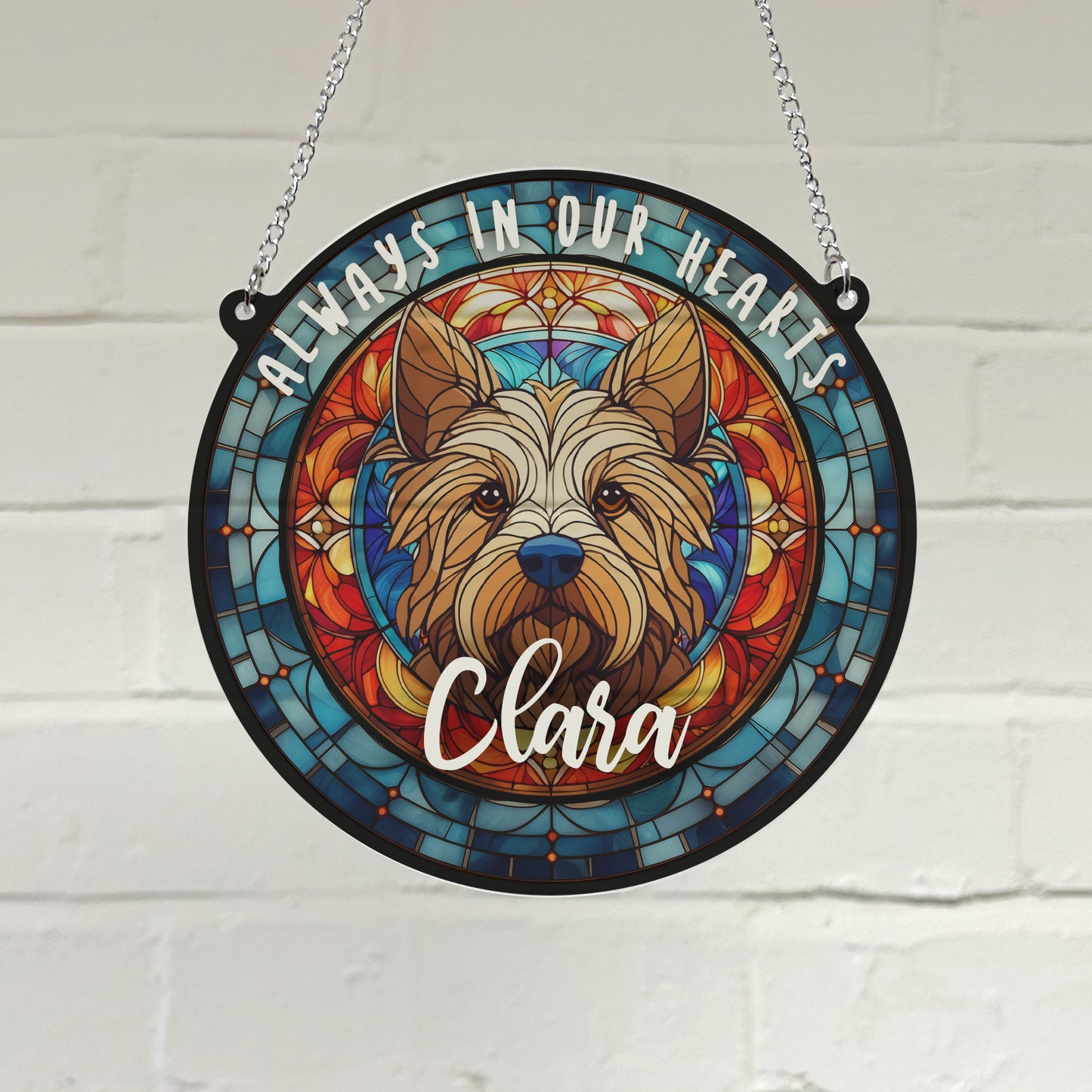 Cairn Terrier Memorial Stained Glass Effect Suncatcher