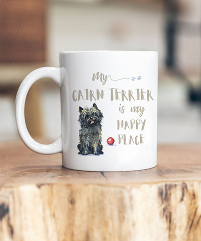 My Happy Place Cairn Terrier Black Ceramic Mug