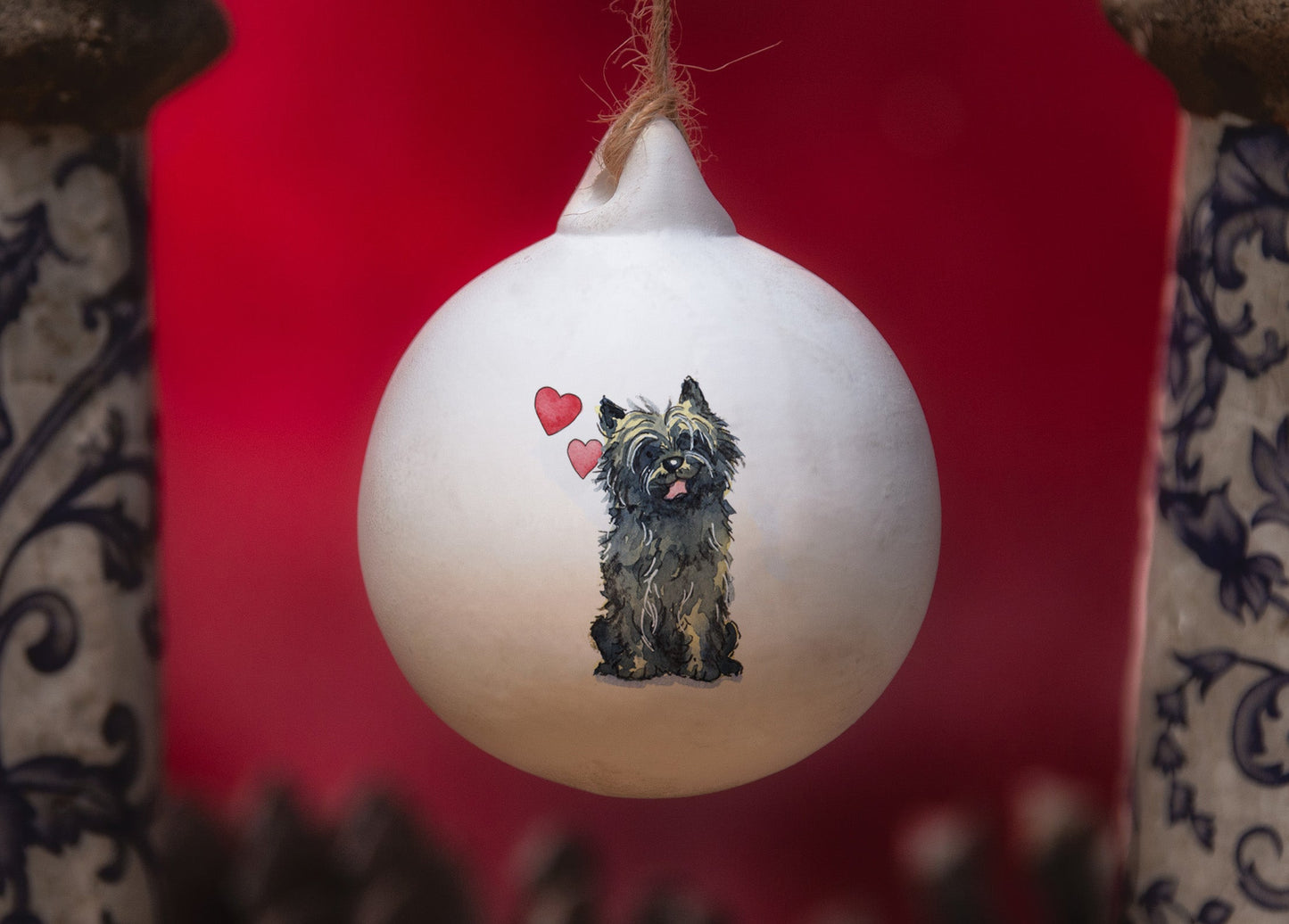 Cairn Terrier Black Ceramic Round Bauble