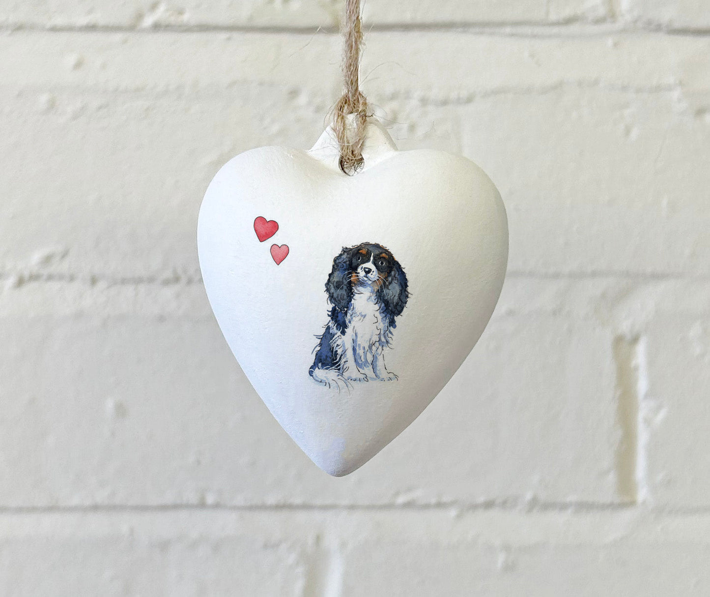 Cavalier King Charles Spaniel Ceramic Heart Bauble