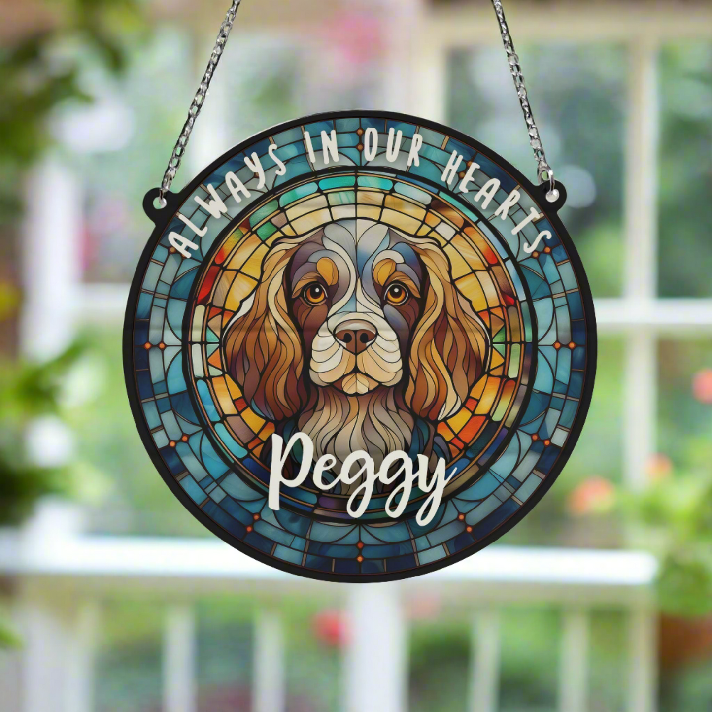 Cavalier King Charles Spaniel Memorial Stained Glass Effect Suncatcher