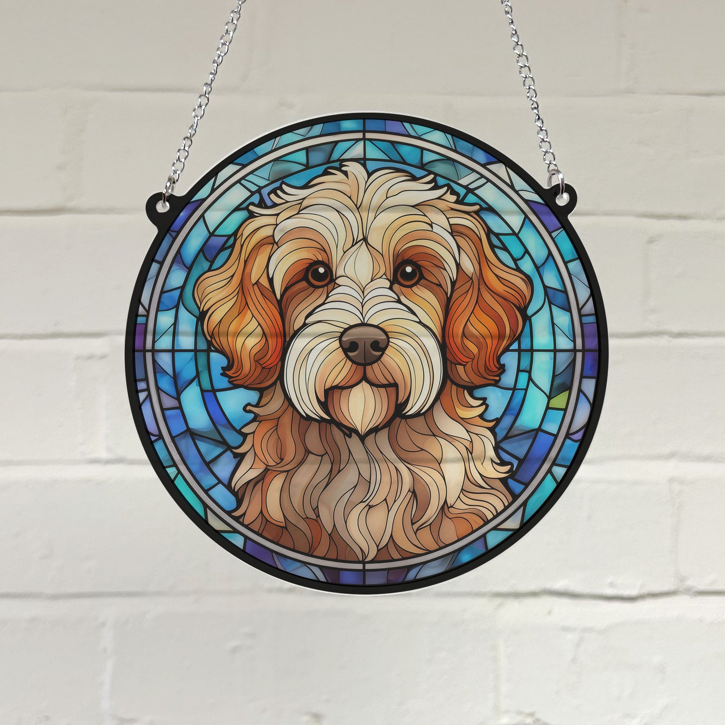 Cavapoo Stained Glass Effect Suncatcher