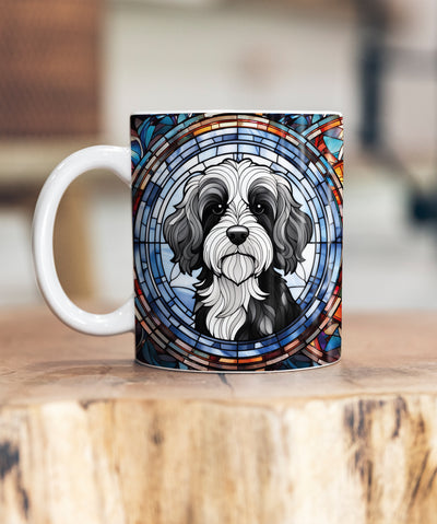 Cavapoo Black & White Suncatcher Artwork Ceramic Mug