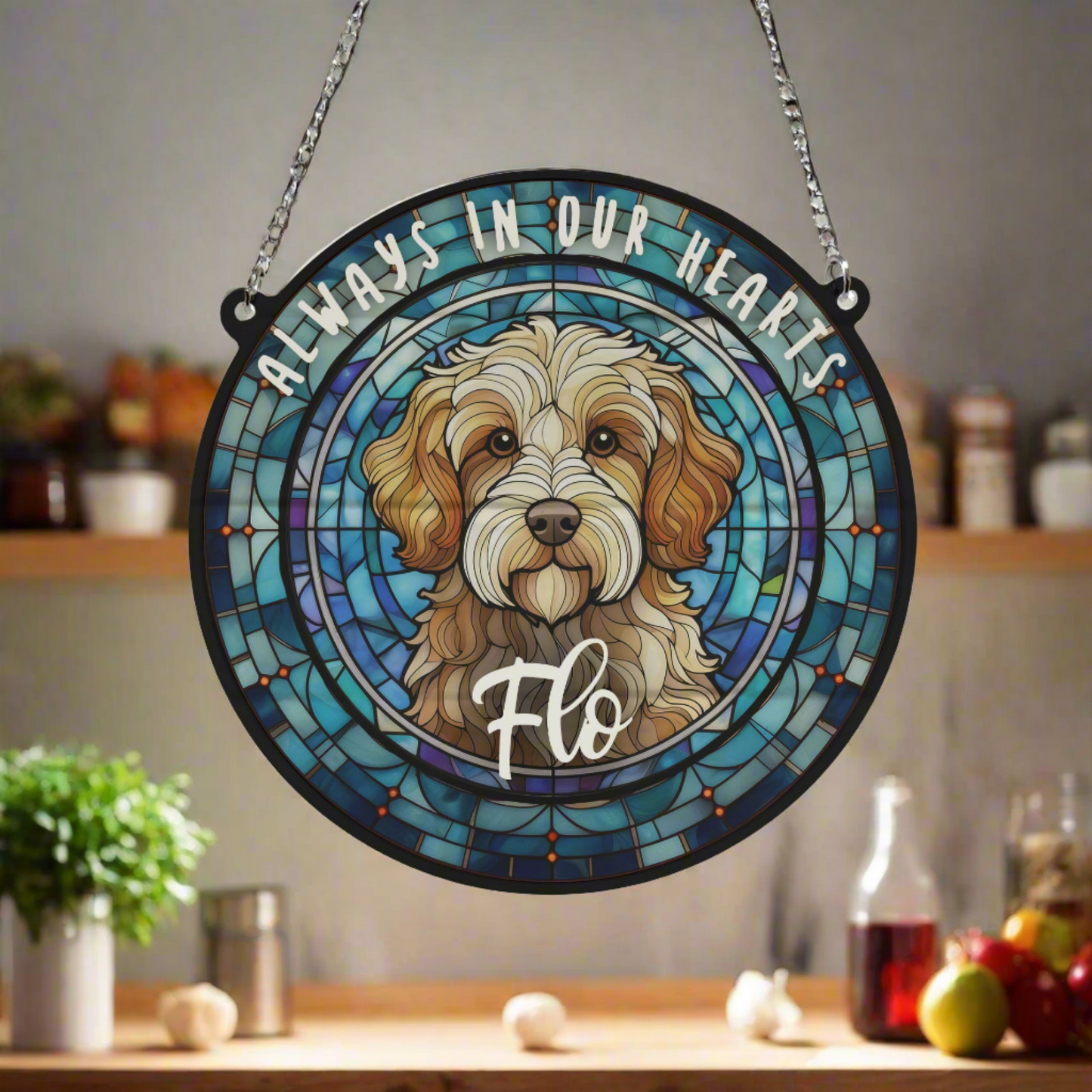 Cavapoo Memorial Stained Glass Effect Suncatcher