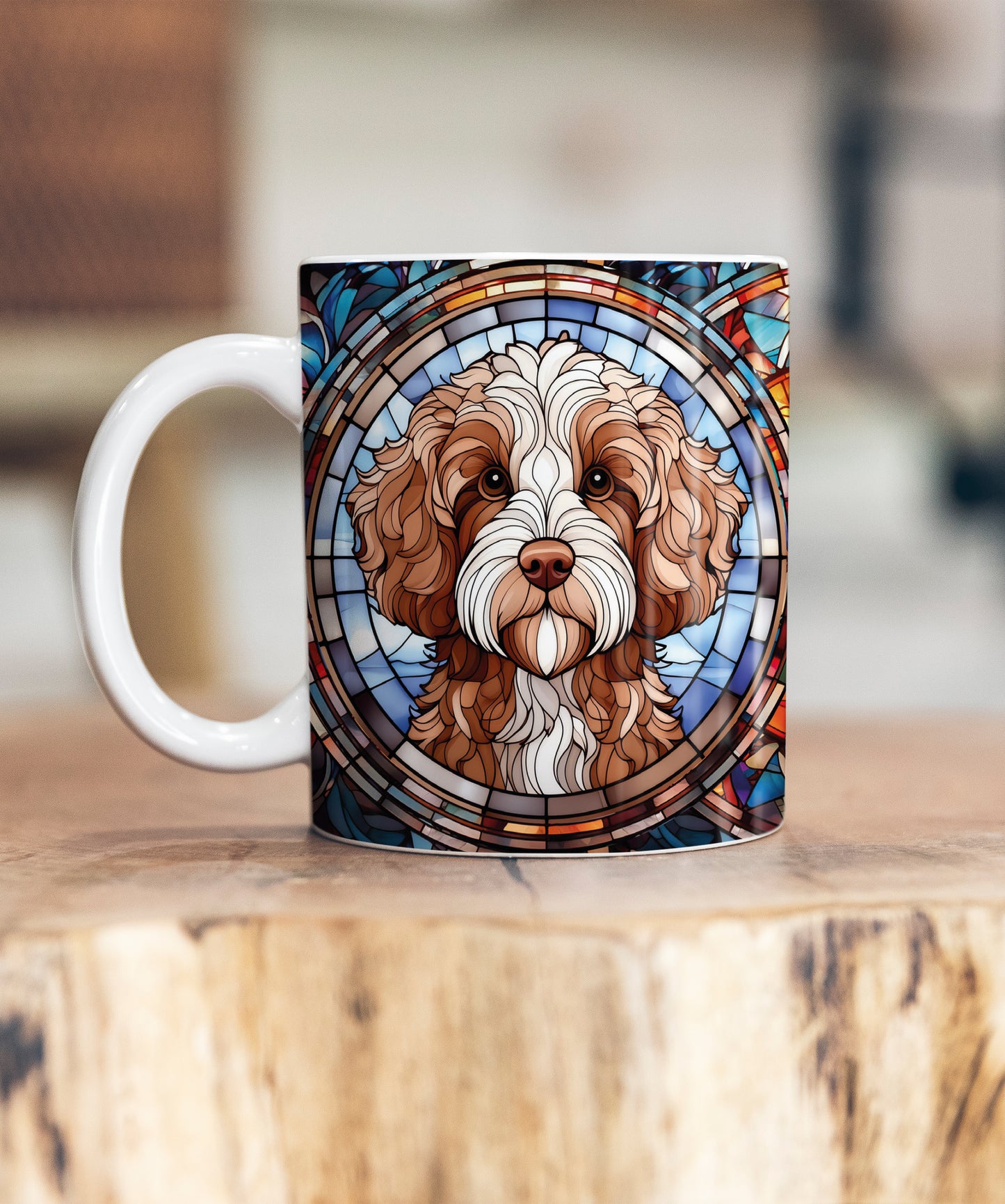 Cavapoo Brown & White Suncatcher Artwork Ceramic Mug