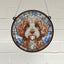 Cavapoo Brown & White Stained Glass Effect Suncatcher