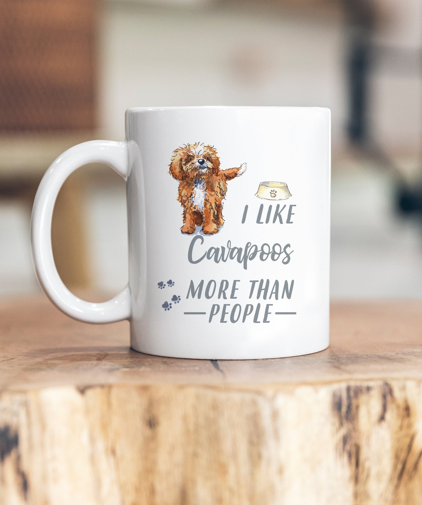 I Like Dogs More Than People Cavapoo Red & White Ceramic Mug