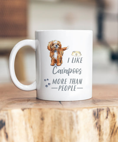 I Like Dogs More Than People Cavapoo Red & White Ceramic Mug