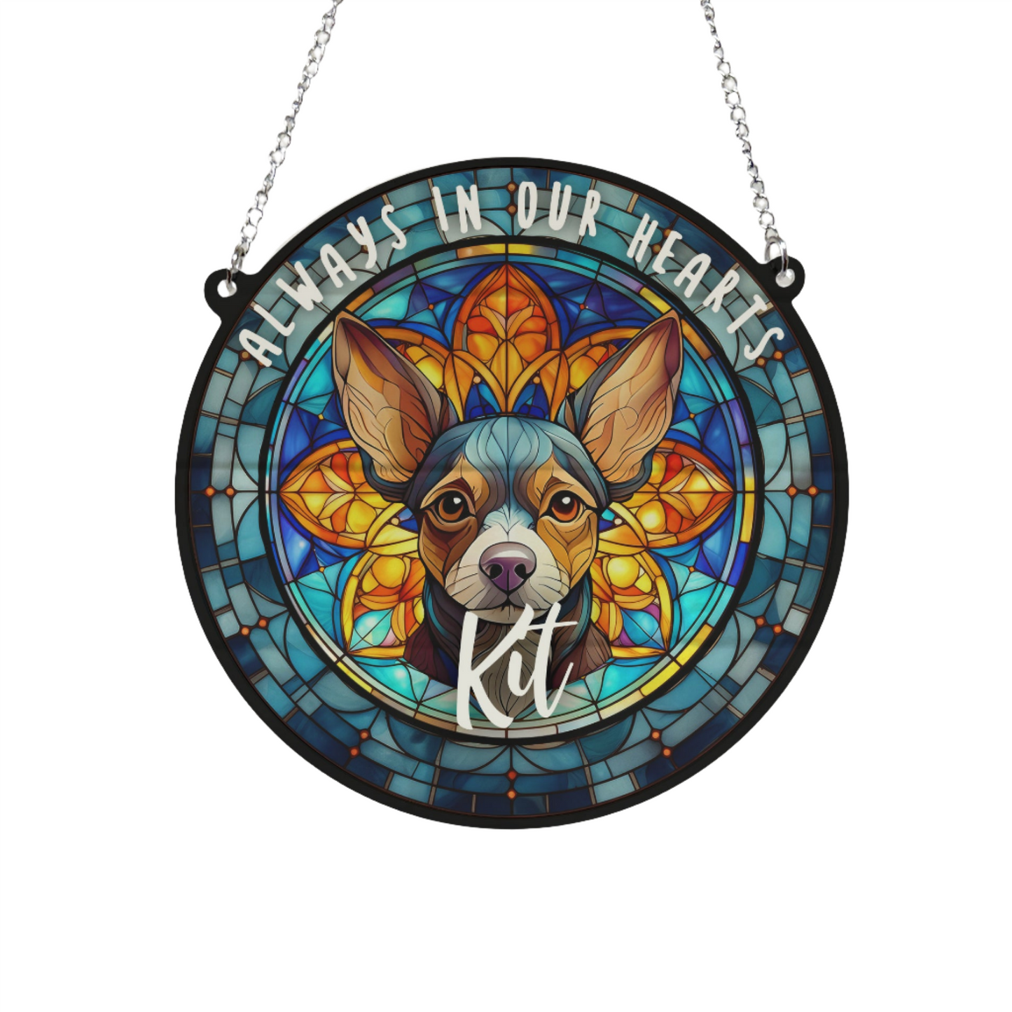 Chihuahua Black Memorial Stained Glass Effect Suncatcher