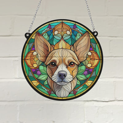 Chihuahua Fawn Stained Glass Effect Suncatcher