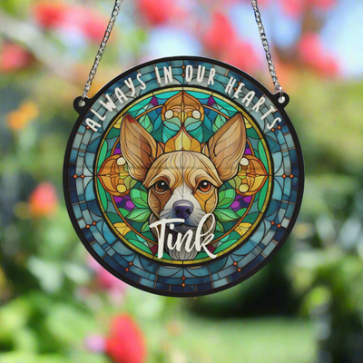 Chihuahua Fawn Memorial Stained Glass Effect Suncatcher