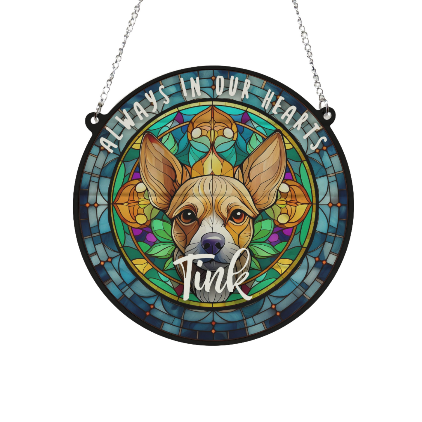 Chihuahua Fawn Memorial Stained Glass Effect Suncatcher