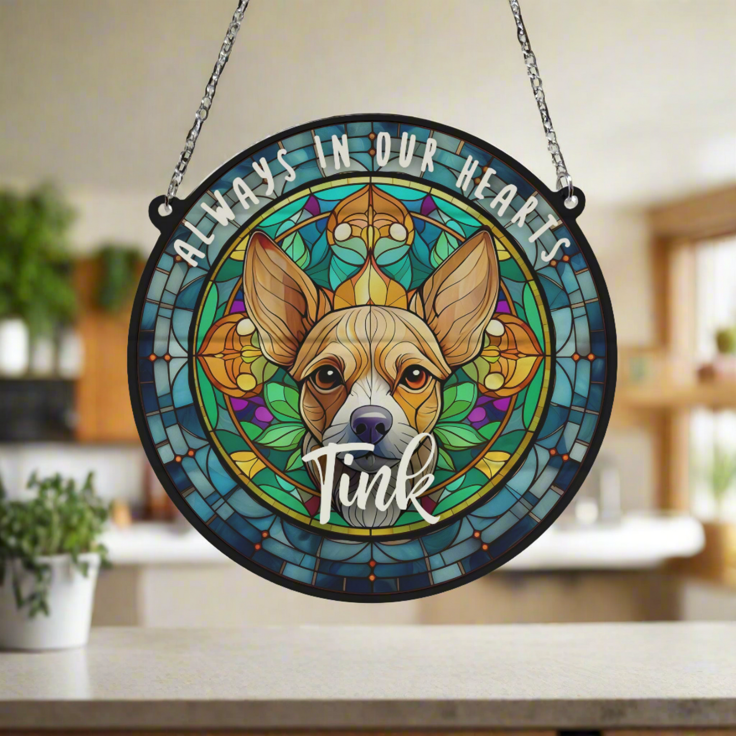 Chihuahua Fawn Memorial Stained Glass Effect Suncatcher