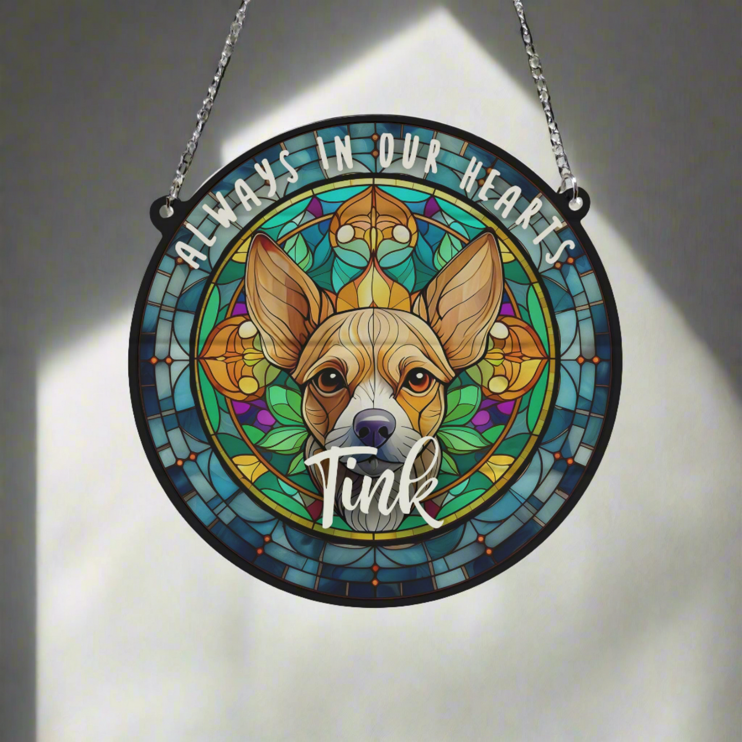 Chihuahua Fawn Memorial Stained Glass Effect Suncatcher