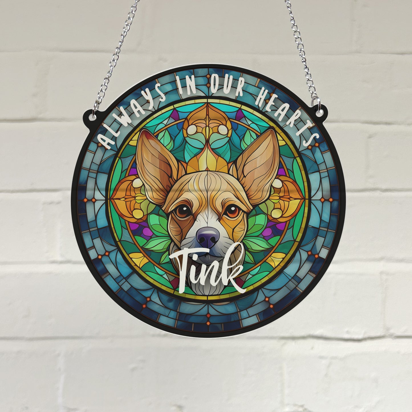 Chihuahua Fawn Memorial Stained Glass Effect Suncatcher