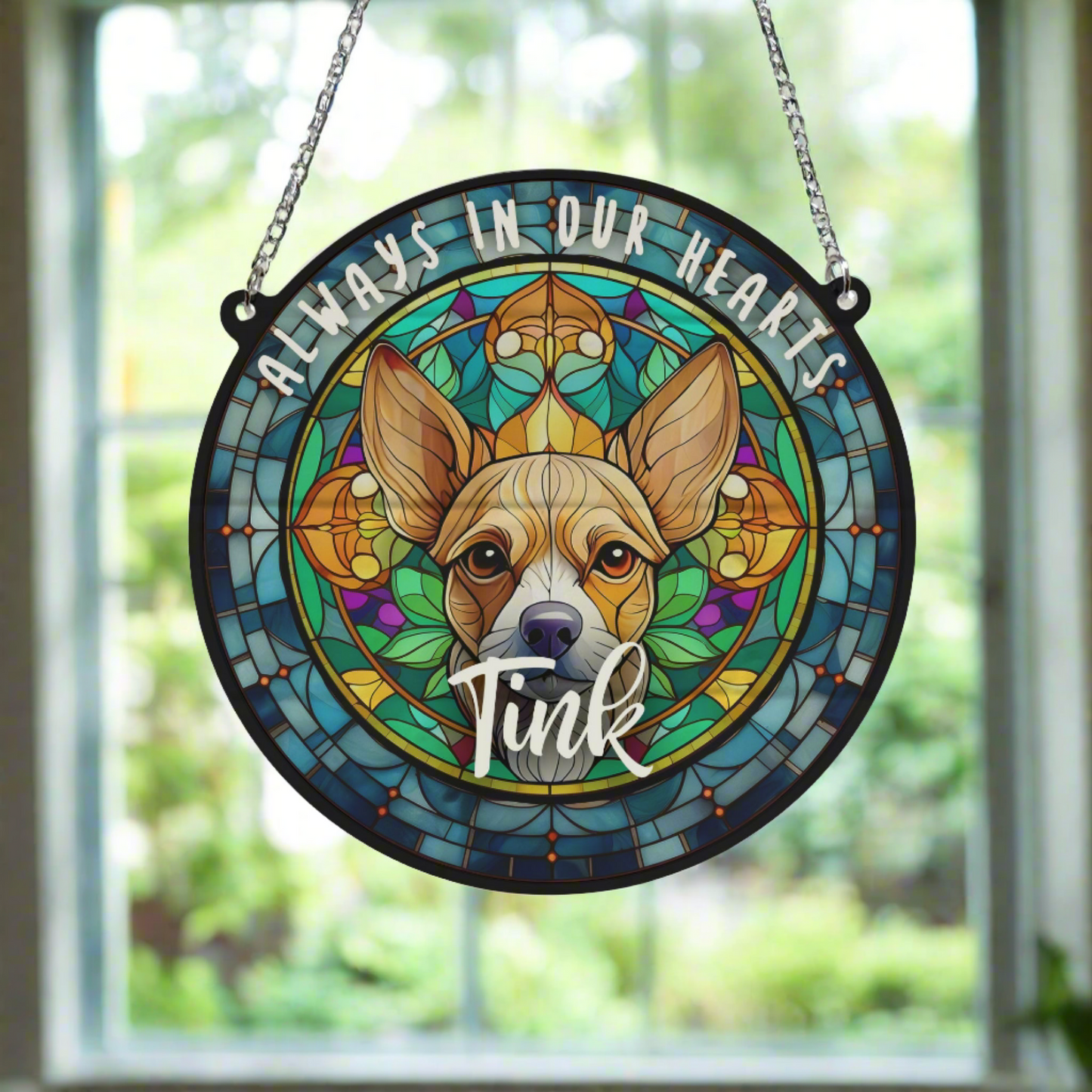 Chihuahua Fawn Memorial Stained Glass Effect Suncatcher