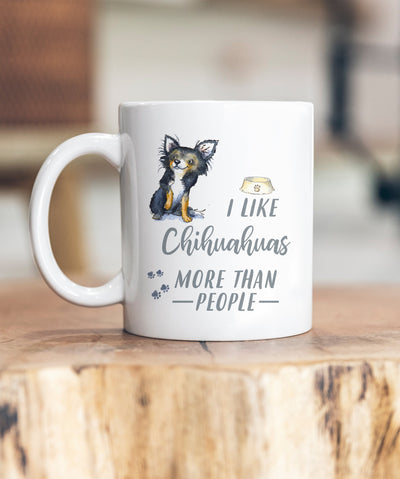 I Like Dogs More Than People Chihuahua Black Ceramic Mug