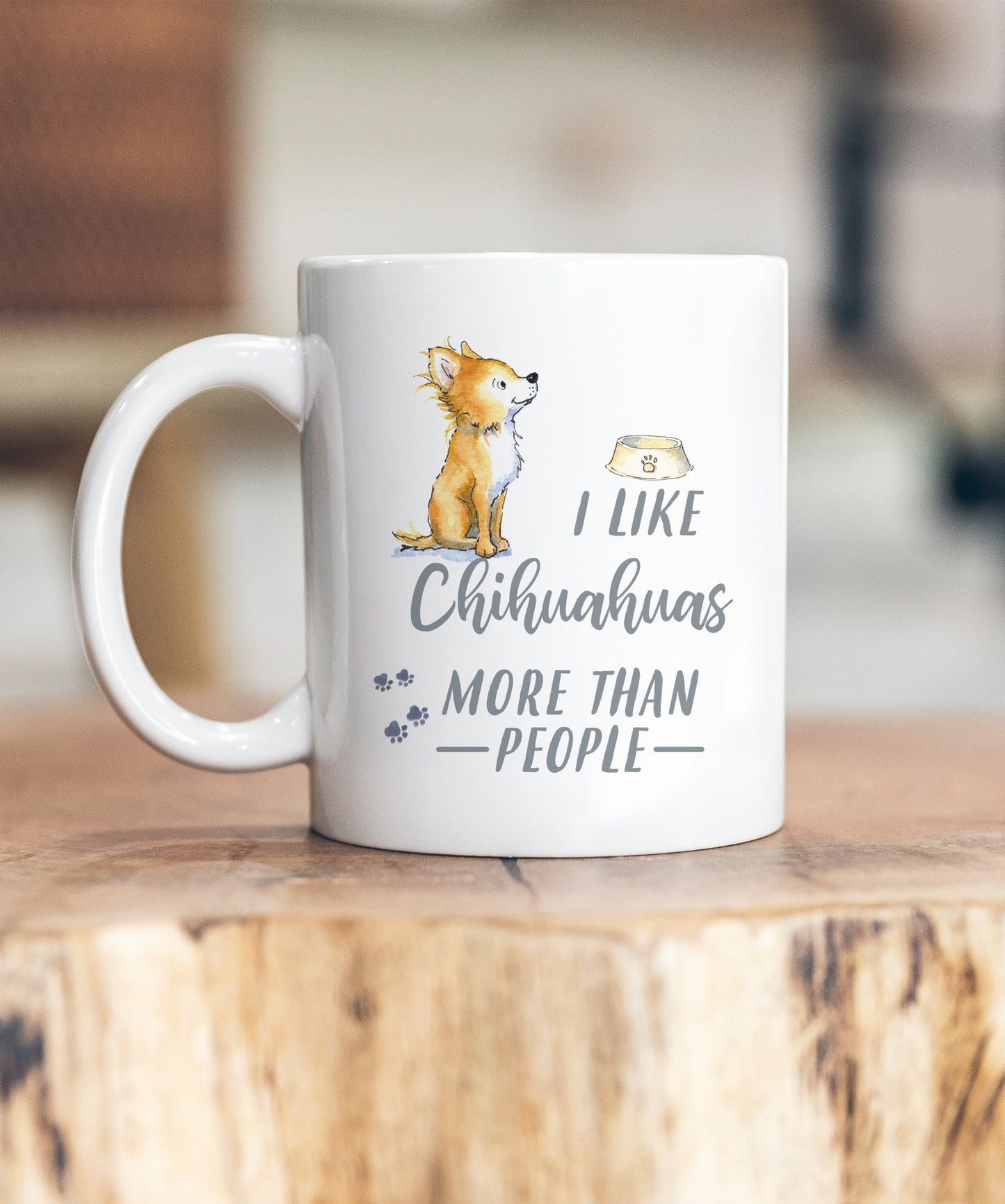 I Like Dogs More Than People Chihuahua Blonde Ceramic Mug