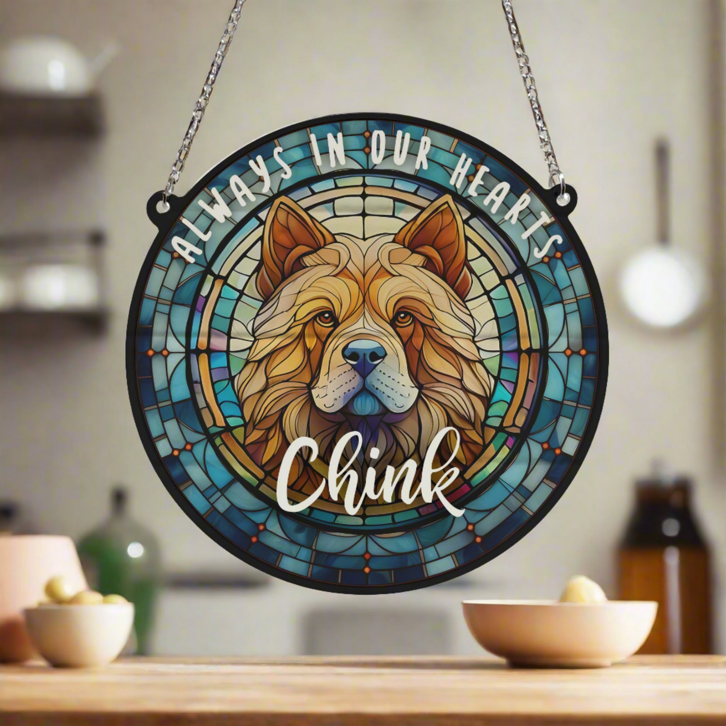 Chow Chow Memorial Stained Glass Effect Suncatcher