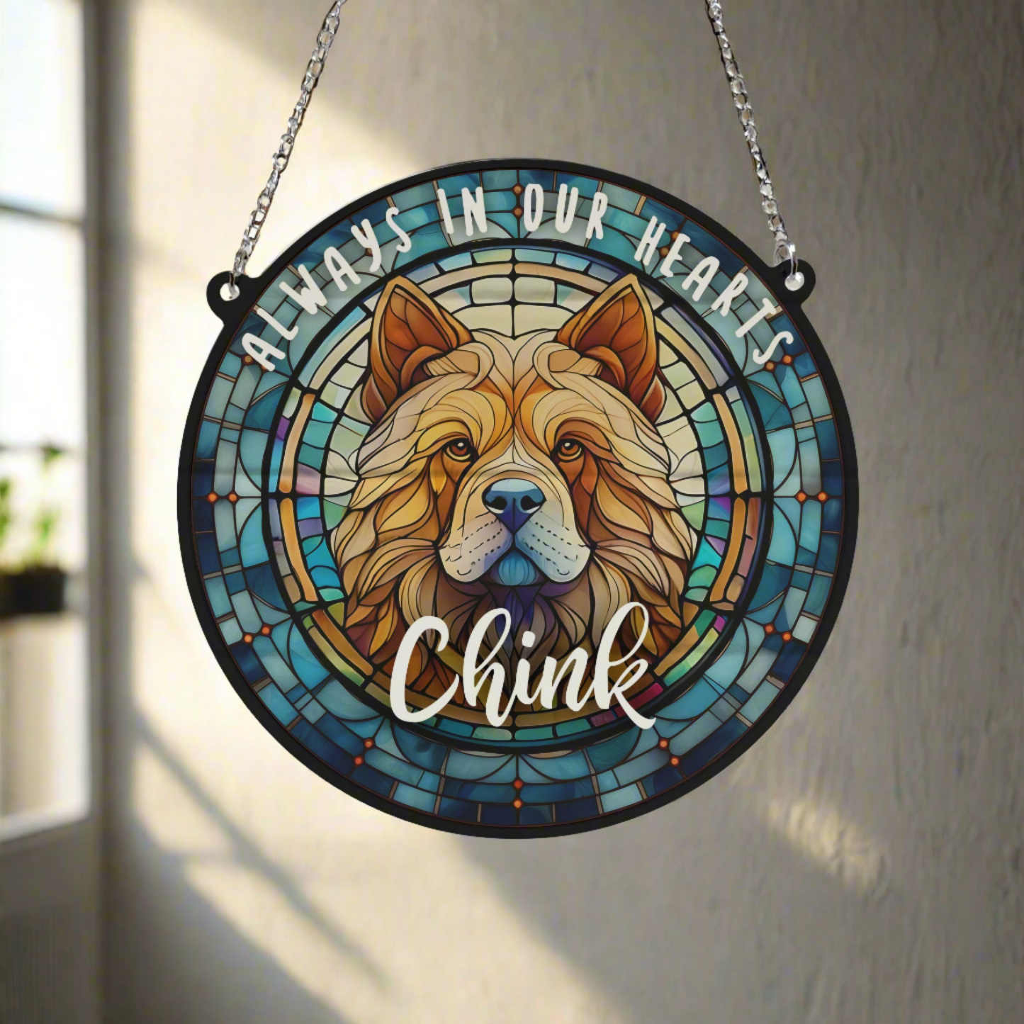 Chow Chow Memorial Stained Glass Effect Suncatcher