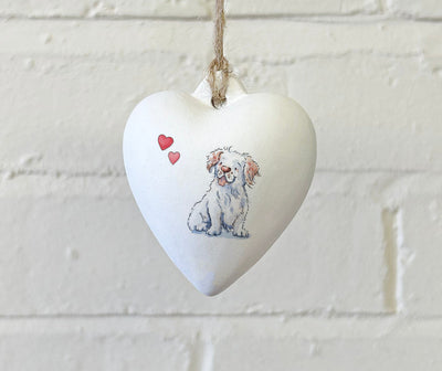 Clumber Spaniel Ceramic Heart Bauble