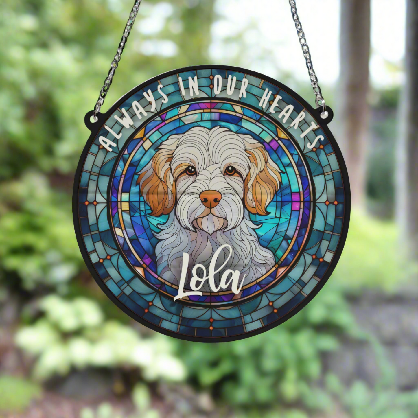 Clumber Spaniel Memorial Stained Glass Effect Suncatcher