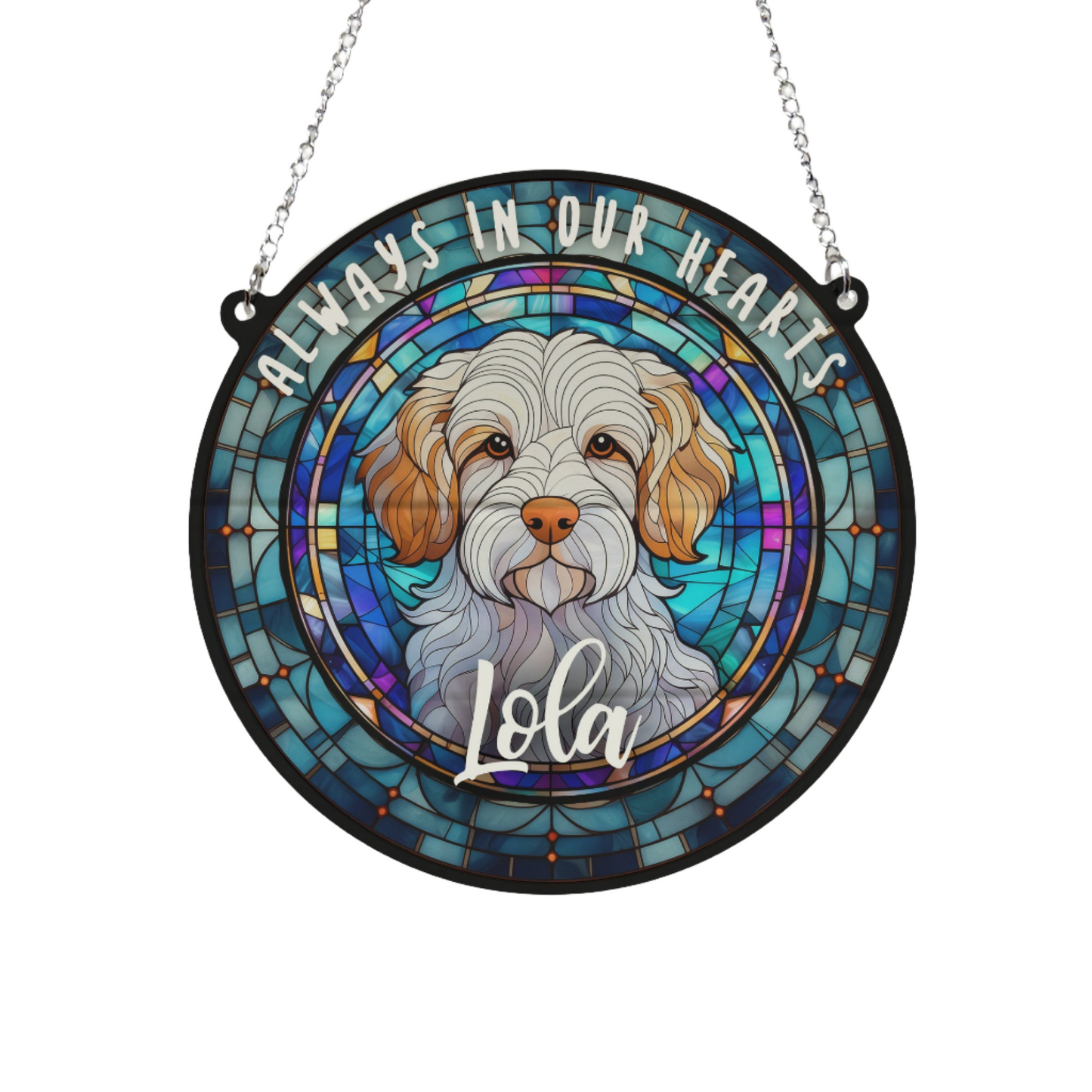 Clumber Spaniel Memorial Stained Glass Effect Suncatcher