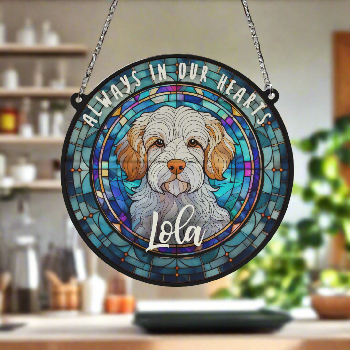 Clumber Spaniel Memorial Stained Glass Effect Suncatcher