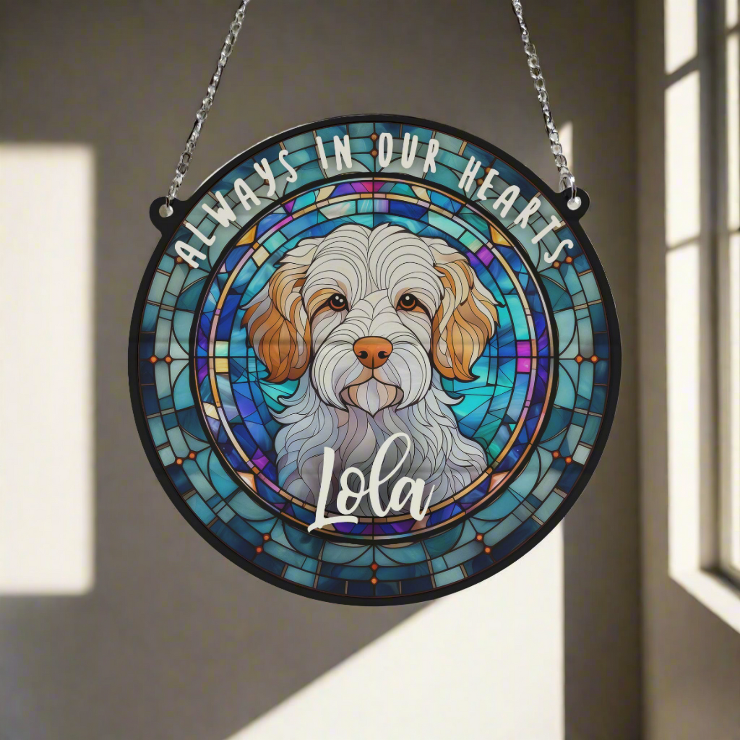 Clumber Spaniel Memorial Stained Glass Effect Suncatcher