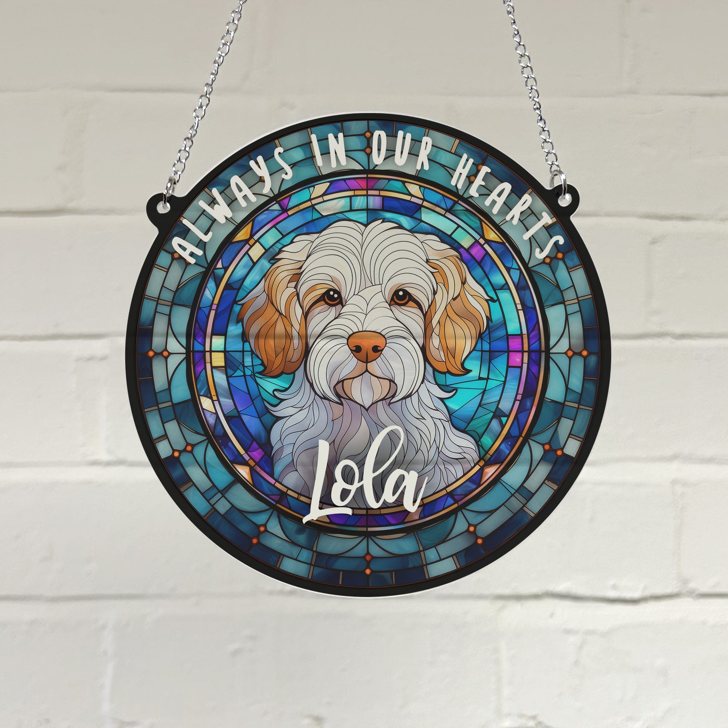 Clumber Spaniel Memorial Stained Glass Effect Suncatcher