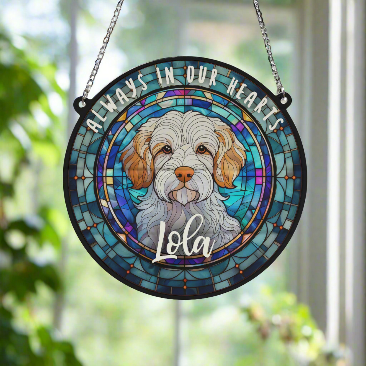 Clumber Spaniel Memorial Stained Glass Effect Suncatcher