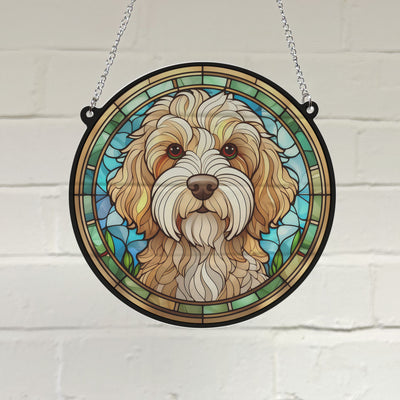 Cockapoo Apricot Stained Glass Effect Suncatcher