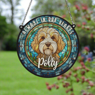 Cockapoo Apricot Memorial Stained Glass Effect Suncatcher