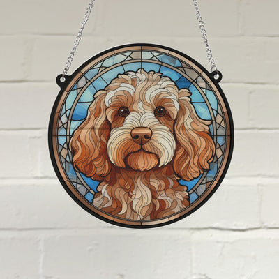 Cockapoo Golden Stained Glass Effect Suncatcher