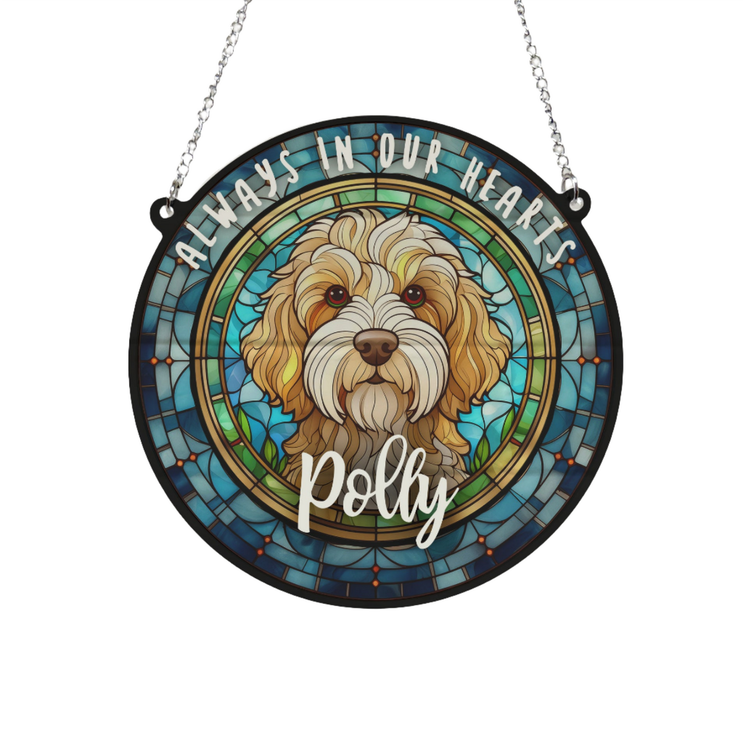 Cockapoo Apricot Memorial Stained Glass Effect Suncatcher