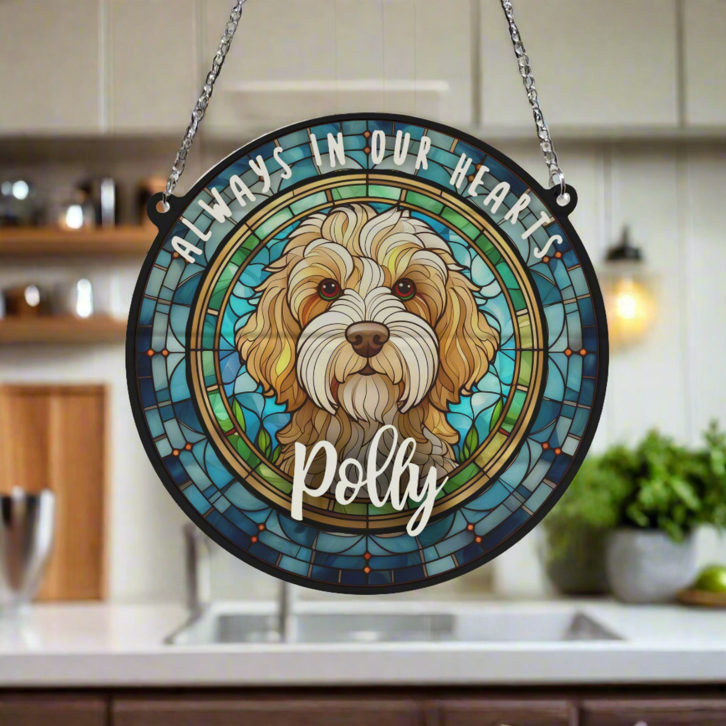 Cockapoo Apricot Memorial Stained Glass Effect Suncatcher