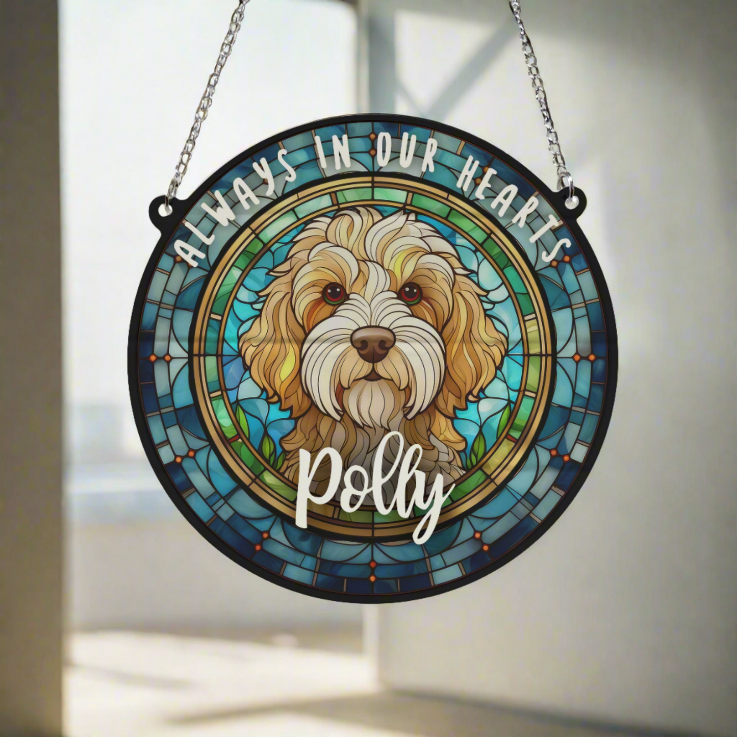 Cockapoo Apricot Memorial Stained Glass Effect Suncatcher