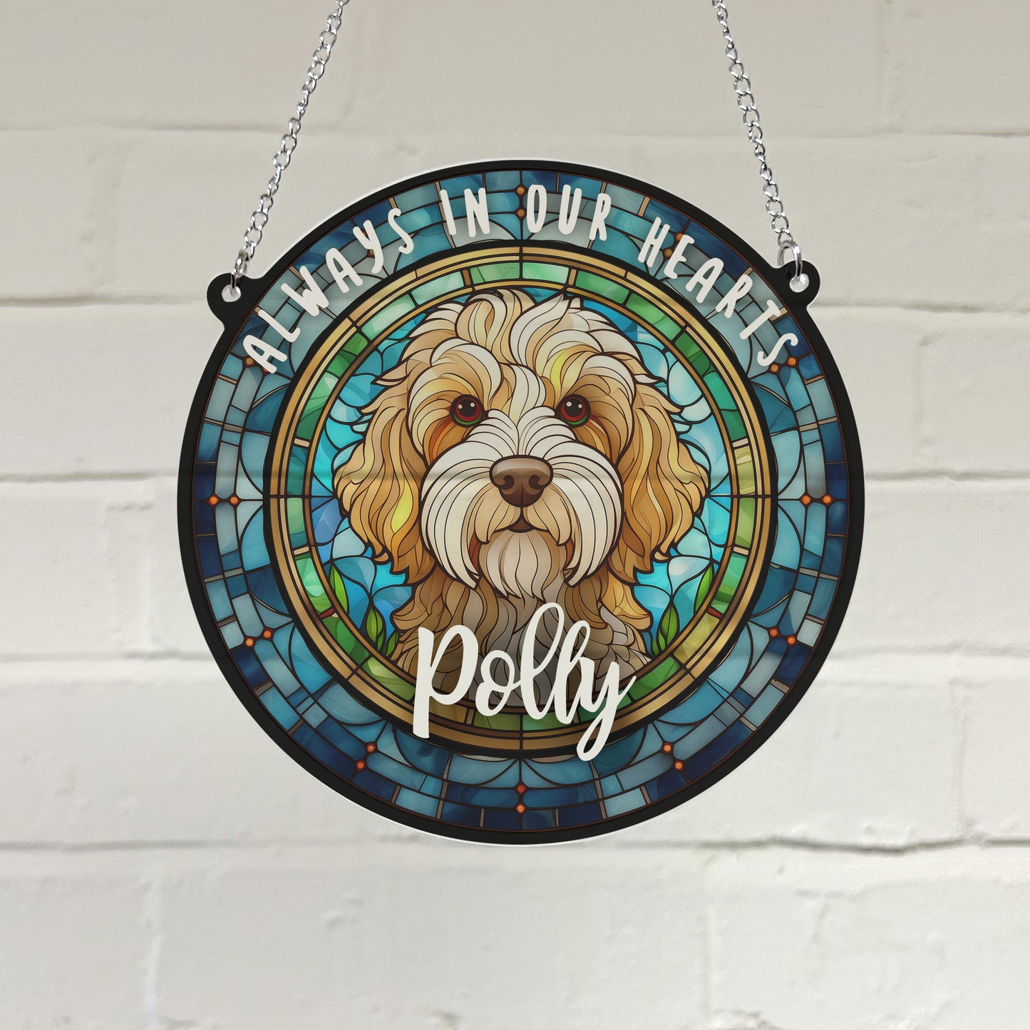 Cockapoo Apricot Memorial Stained Glass Effect Suncatcher