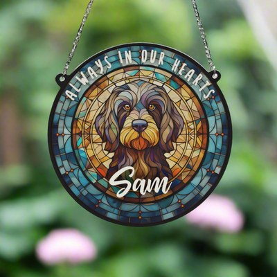 Cockapoo Black Memorial Stained Glass Effect Suncatcher