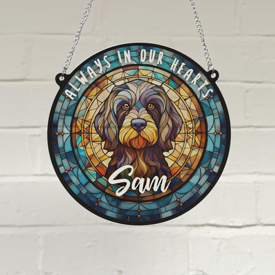 Cockapoo Black Memorial Stained Glass Effect Suncatcher