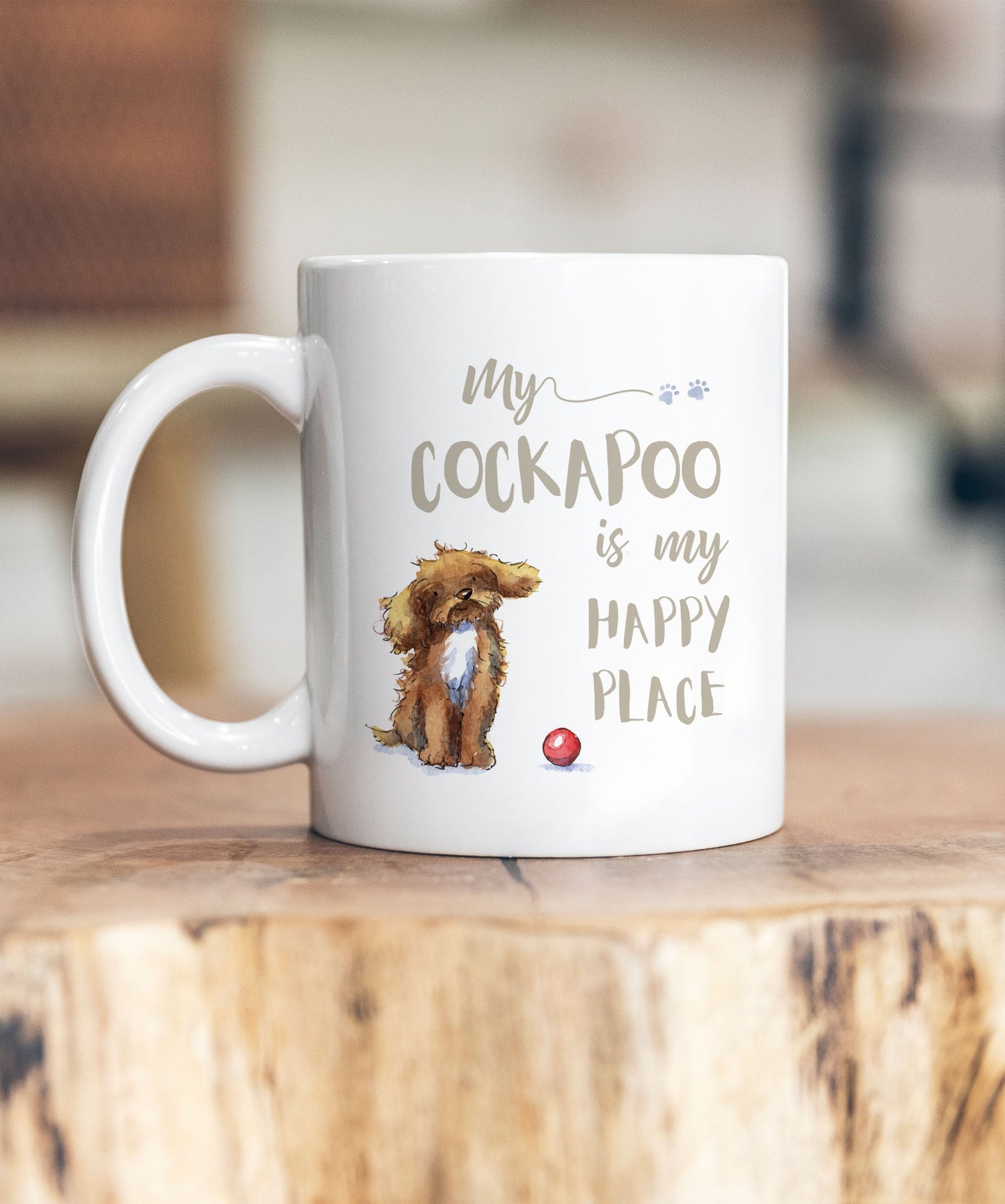 My Happy Place Cockapoo Brown & White Ceramic Mug