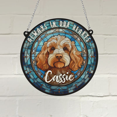 Cockapoo Golden Memorial Stained Glass Effect Suncatcher