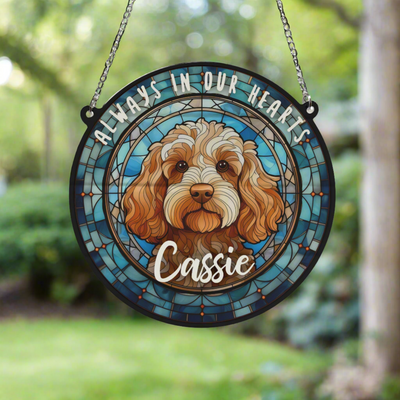 Cockapoo Golden Memorial Stained Glass Effect Suncatcher